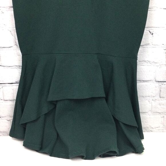 Lulus Fishtail Hem Empire Waist Elegant Holiday Party Maxi Forest Green Dress M - Picture 2 of 16